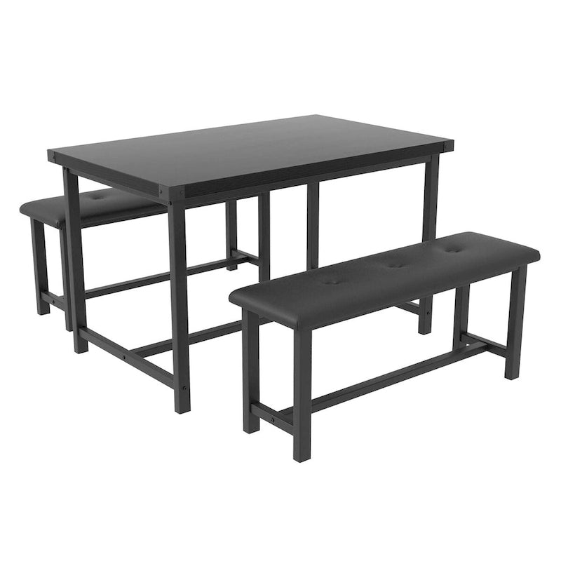 Ensemble de salle à manger rectangulaire pour 4 personnes avec 2 bancs rembourrés