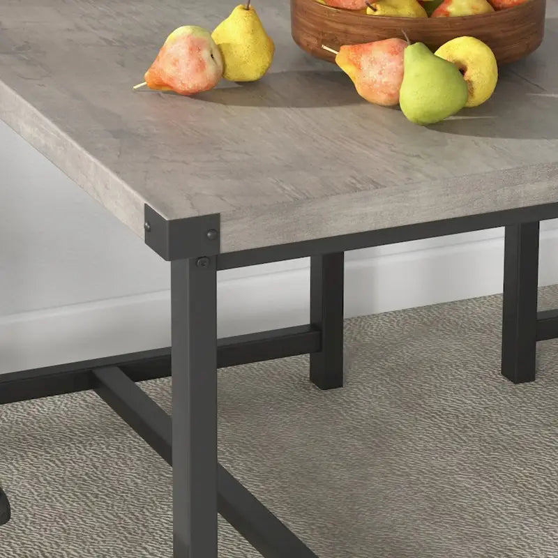 Ensemble de salle à manger rectangulaire pour 4 personnes avec 2 bancs rembourrés