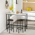 Ensemble de salle à manger 3 pièces pour cuisine et pub, ensemble de table de bistrot moderne à hauteur de comptoir en faux marbre avec 2 tabourets de bar en cuir PU