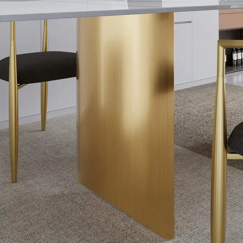 Ensemble de salle à manger de 9 pièces : table à manger extensible en pierre frittée de 240 cm avec 8 chaises