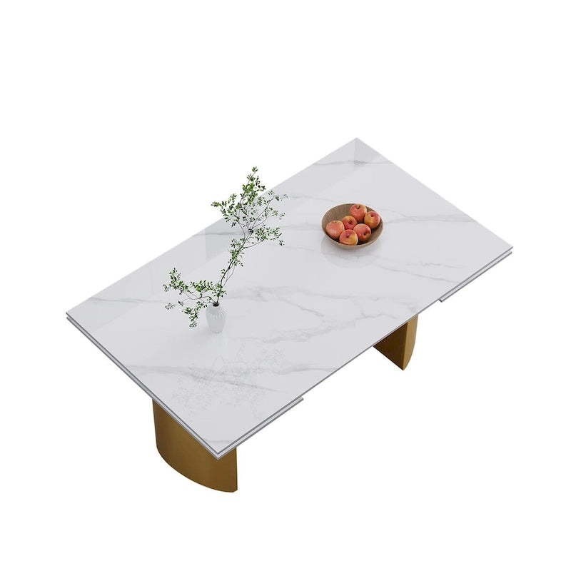 Ensemble de salle à manger de 9 pièces : table à manger extensible en pierre frittée de 240 cm avec 8 chaises
