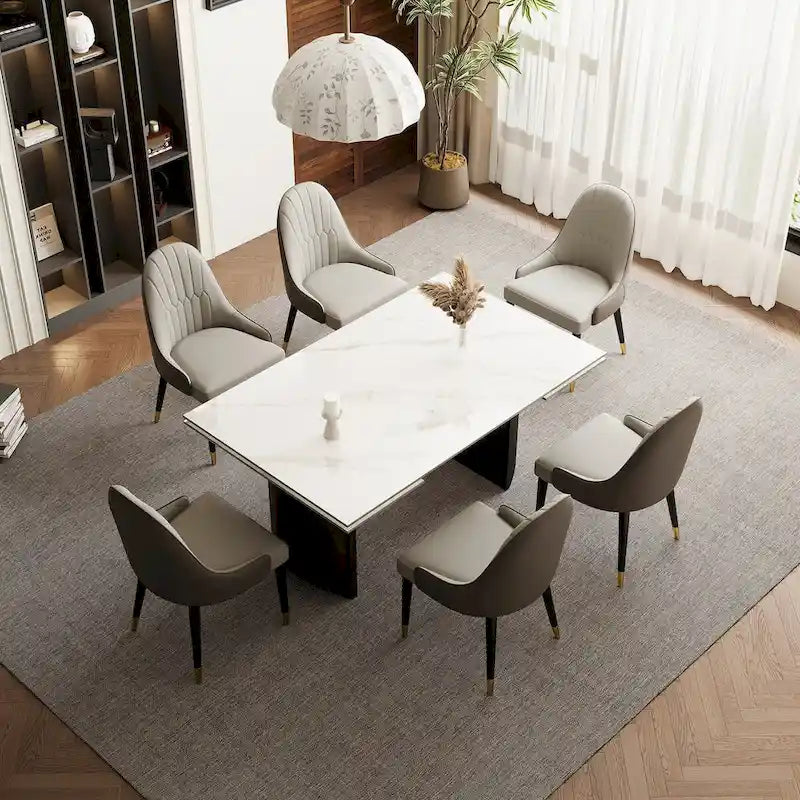 Ensemble de salle à manger de 9 pièces : table à manger extensible en pierre frittée de 240 cm avec 8 chaises