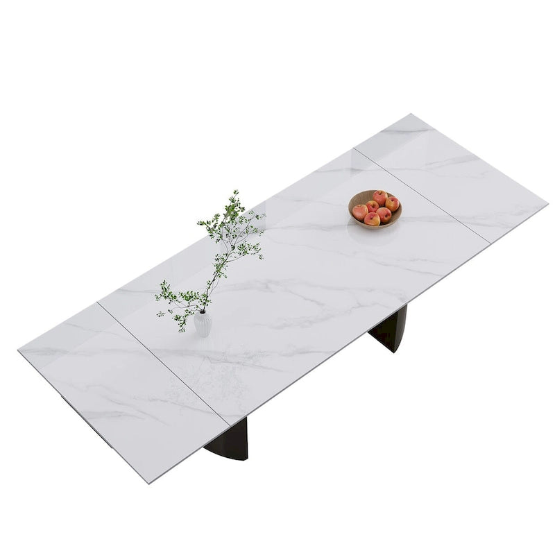 Ensemble de salle à manger de 9 pièces : table à manger extensible en pierre frittée de 240 cm avec 8 chaises