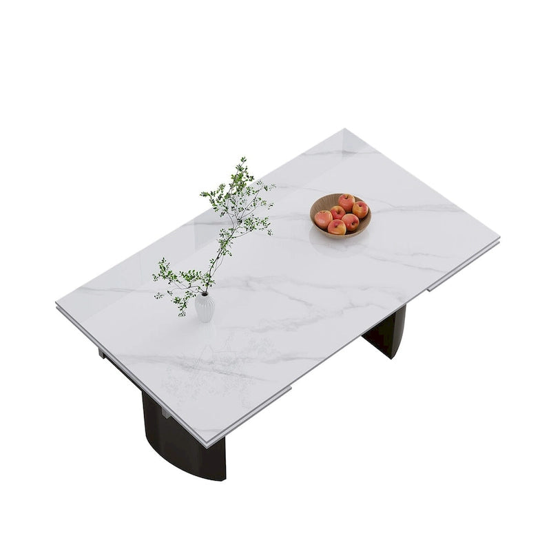 Ensemble de salle à manger de 9 pièces : table à manger extensible en pierre frittée de 240 cm avec 8 chaises
