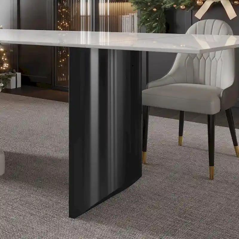 Ensemble de salle à manger de 9 pièces : table à manger extensible en pierre frittée de 240 cm avec 8 chaises