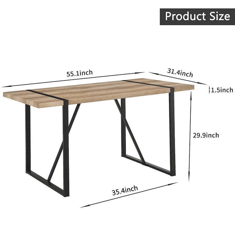 Table à manger en bois MDF et 4 chaises de salle à manger modernes, ensemble de table de cuisine en bois de style Mid-Century, base et pieds en métal