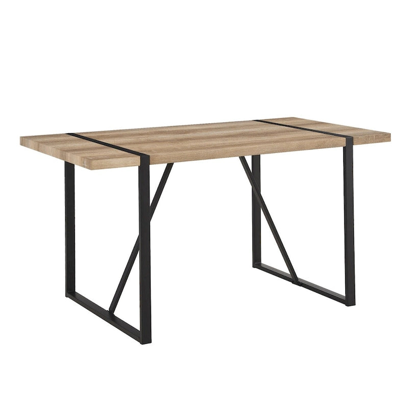 Table à manger en bois MDF et 4 chaises de salle à manger modernes, ensemble de table de cuisine en bois de style Mid-Century, base et pieds en métal