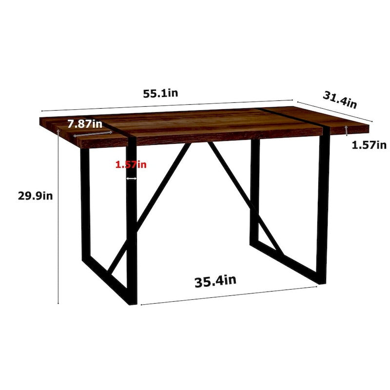 Table à manger en bois MDF et 4 chaises de salle à manger modernes, ensemble de table de cuisine en bois de style Mid-Century, base et pieds en métal