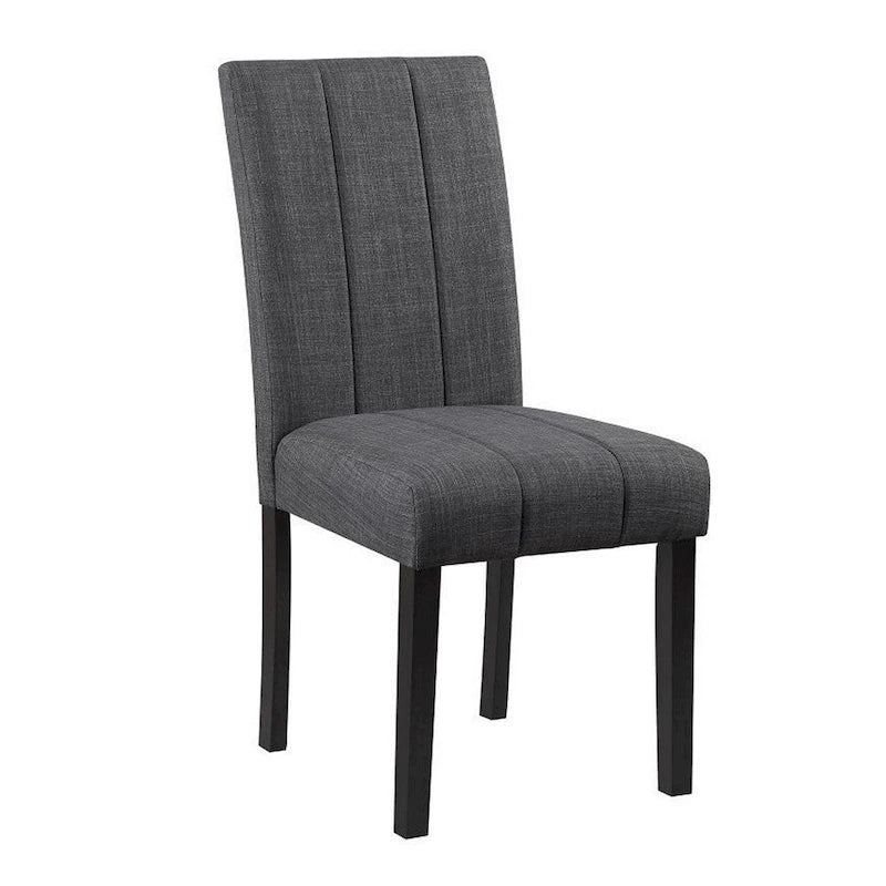 Ensemble table et 4 chaises, bois noir, tissu, plateau imitation pierre
