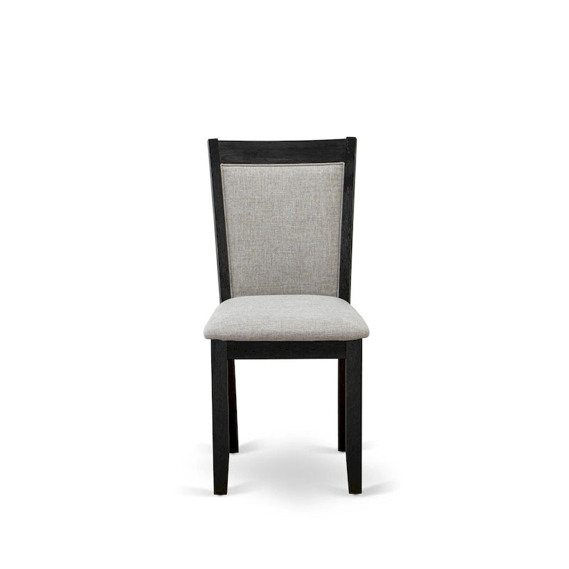 East West Furniture Ensemble de salle à manger 7 pièces - une table à manger et 6 chaises Parson en tissu lin, noir (options de couleur de tissu)