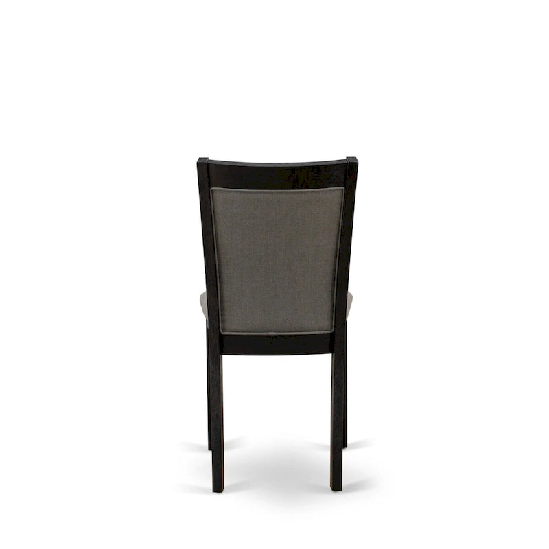 East West Furniture Ensemble de salle à manger 7 pièces - une table à manger et 6 chaises Parson en tissu lin, noir (options de couleur de tissu)