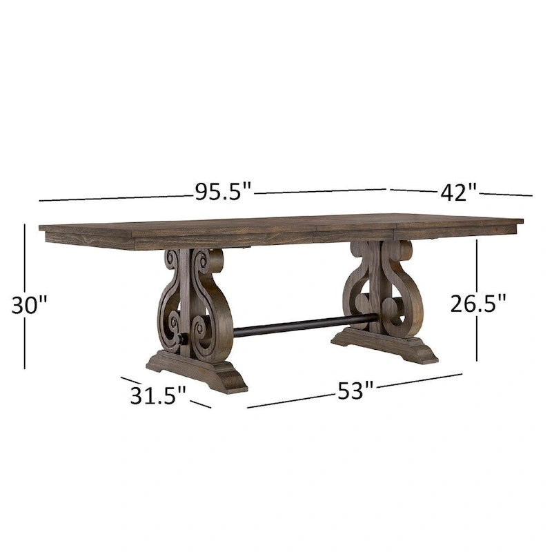 Table à manger extensible ou ensemble de salle à manger Rowyn Wood par iNSPIRE Q Artisan