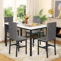 Ensemble de salle à manger décontracté Grondin Modern Style 5 pièces avec plateau en faux marbre et 4 chaises de salle à manger rembourrées en velours