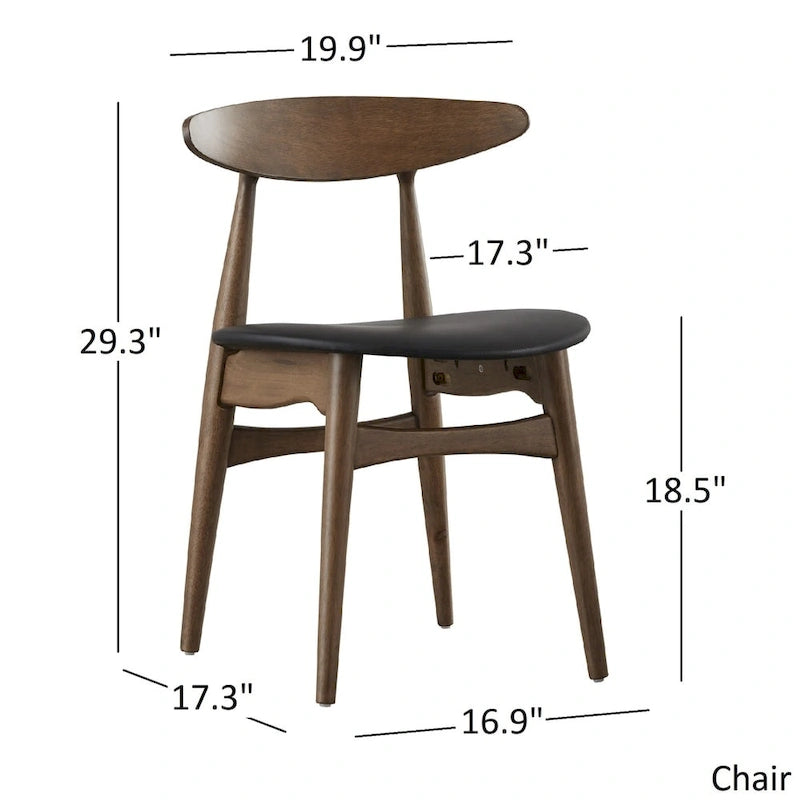 Ensemble de salle à manger rond Nadine en noyer foncé avec plateau en verre et chaises à dossier incurvé par iNSPIRE Q Modern