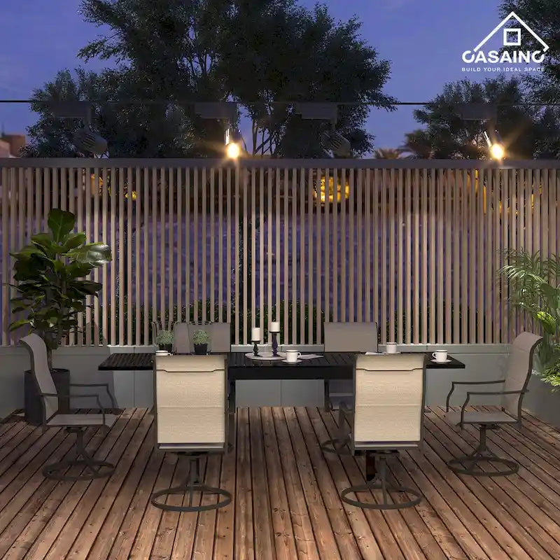 Ensemble repas de jardin 9 pièces avec cadre en métal, table à manger extensible en aluminium