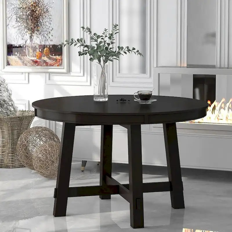 Ensemble de salle à manger 5 pièces style campagnard avec 4 chaises, extensible
