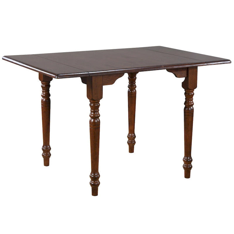 Ensemble de salle à manger Andrews 3 pièces en bois massif avec plateau marron châtaigne vieilli, rallonge à abattants et chaises Napoléon