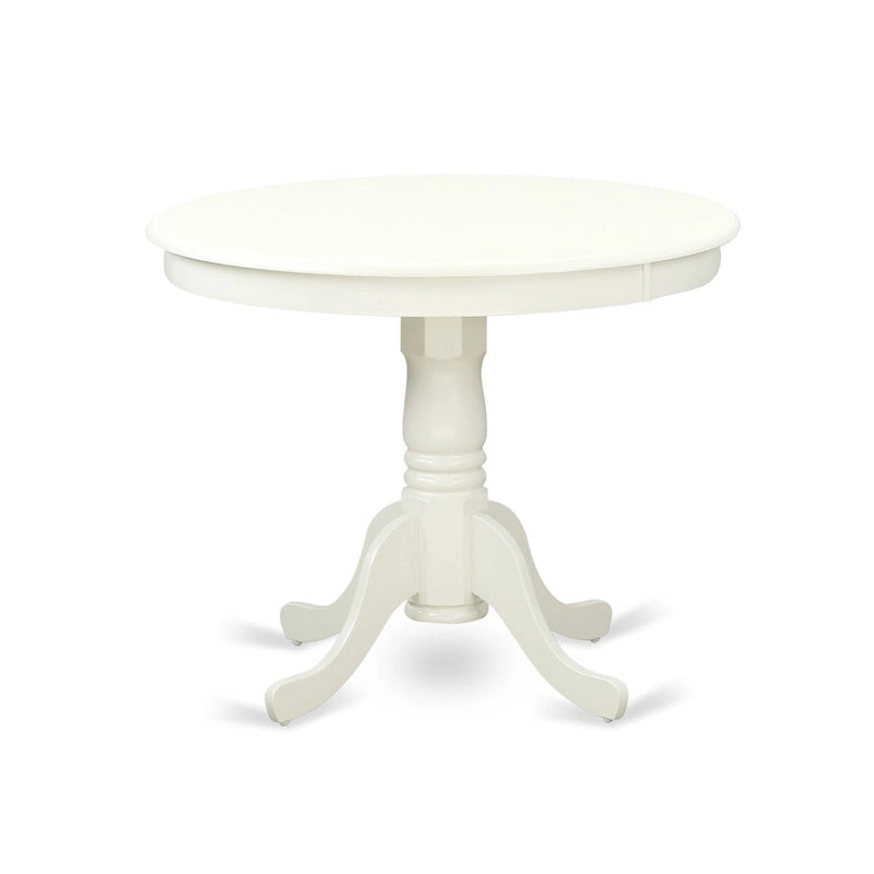 East West Furniture Ensemble de salle à manger 5 pièces - une table à manger et 4 chaises de salle à manger en similicuir, 36x36 pouces, blanc lin
