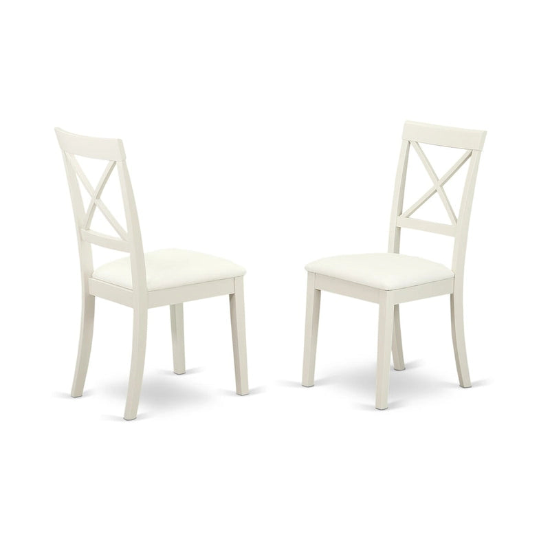 East West Furniture Ensemble de salle à manger 5 pièces - une table à manger et 4 chaises de salle à manger en similicuir, 36x36 pouces, blanc lin