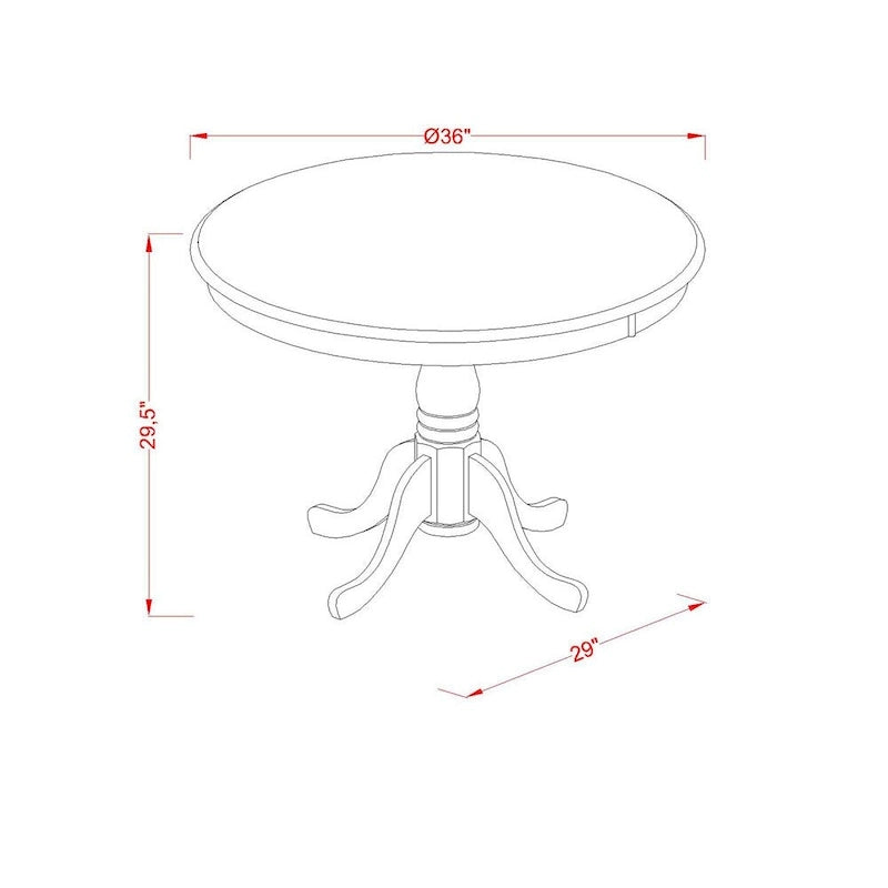 East West Furniture Ensemble de salle à manger 5 pièces - une table à manger et 4 chaises de salle à manger en similicuir, 36x36 pouces, blanc lin