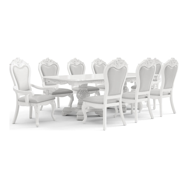 Ensemble de salle à manger extensible 9 pièces en bois massif traditionnel Eugene de Furniture of America