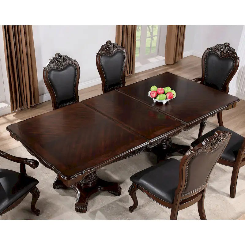 Ensemble de salle à manger extensible 9 pièces en bois massif traditionnel Eugene de Furniture of America
