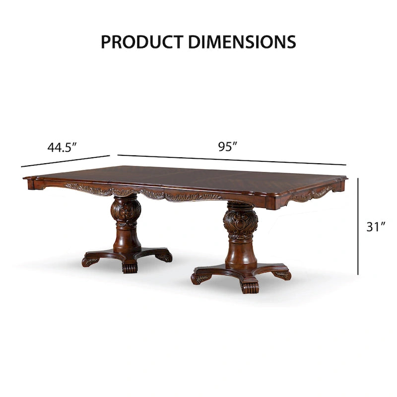 Ensemble de salle à manger extensible 9 pièces en bois massif traditionnel Eugene de Furniture of America