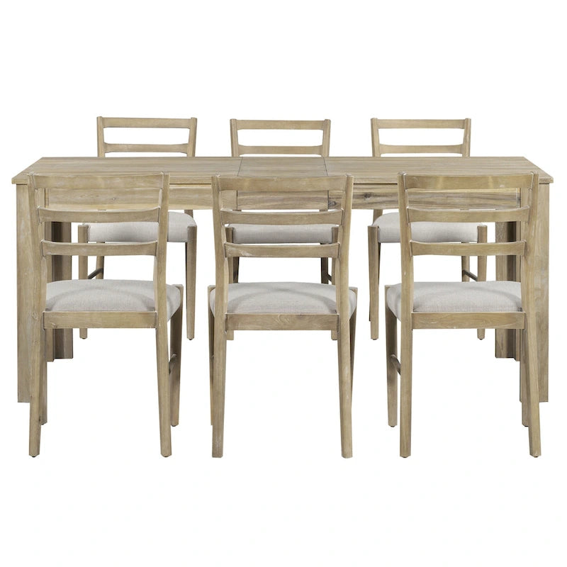Ensemble de salle à manger en bois 7 pièces avec rallonge de 12 pouces