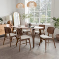 Ensemble de salle à manger ovale 7 pièces Beau I de style noyer mid-century par Furniture of America