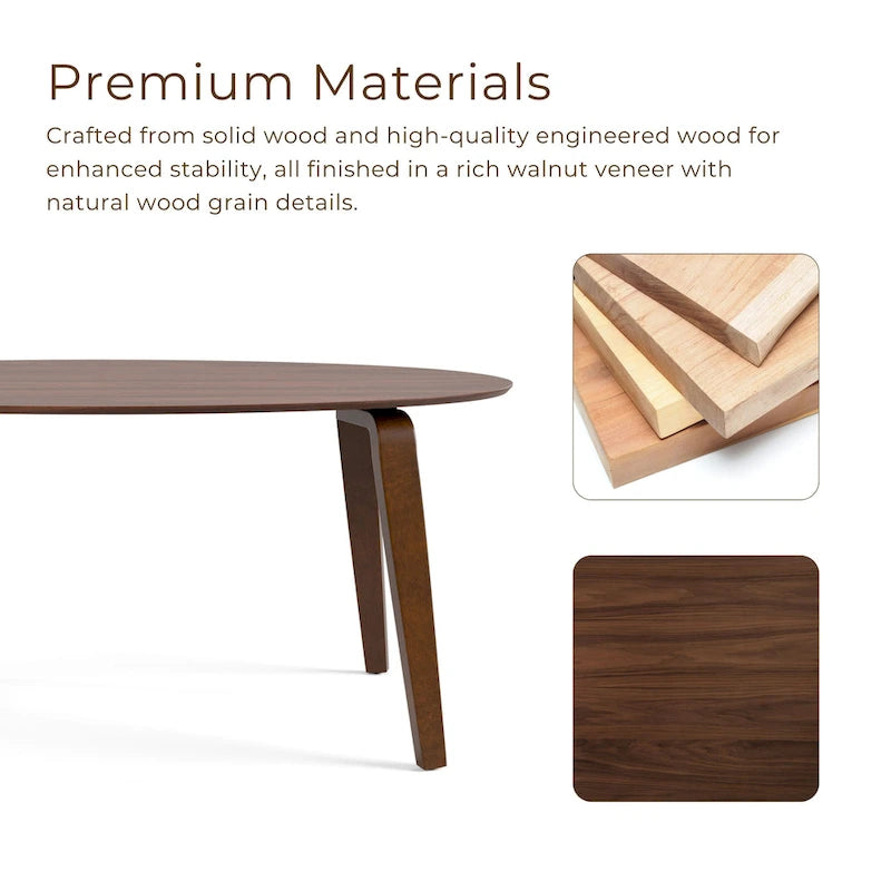 Ensemble de salle à manger ovale 7 pièces Beau I de style noyer mid-century par Furniture of America