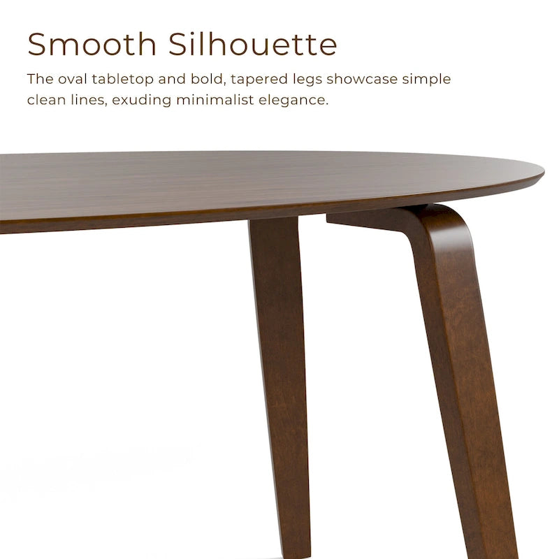 Ensemble de salle à manger ovale 7 pièces Beau I de style noyer mid-century par Furniture of America