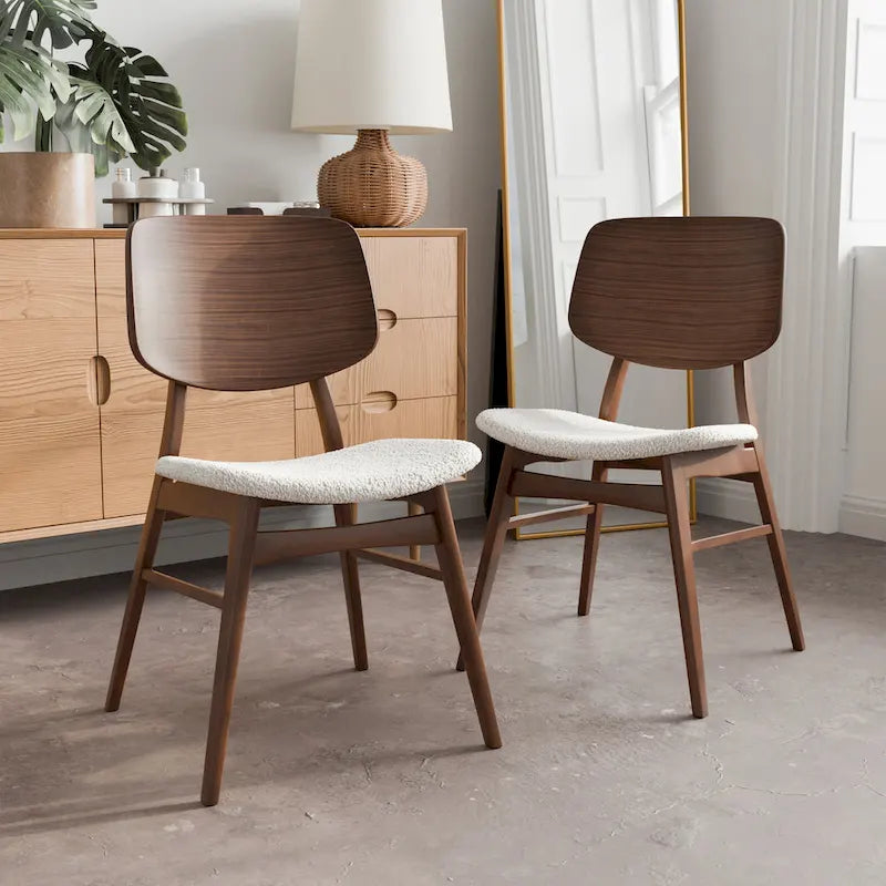 Ensemble de salle à manger ovale 7 pièces Beau I de style noyer mid-century par Furniture of America