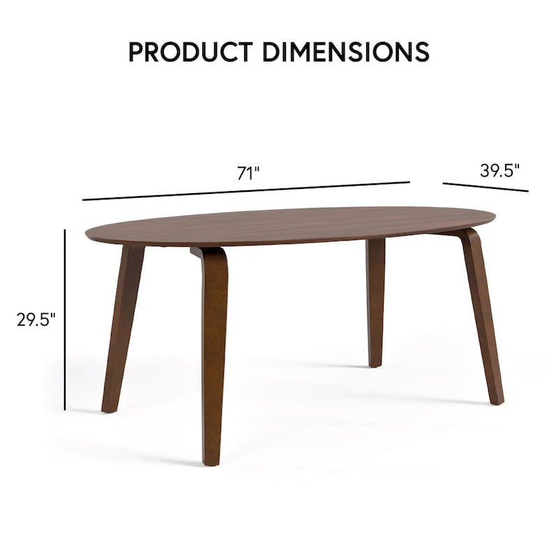 Ensemble de salle à manger ovale 7 pièces Beau I de style noyer mid-century par Furniture of America