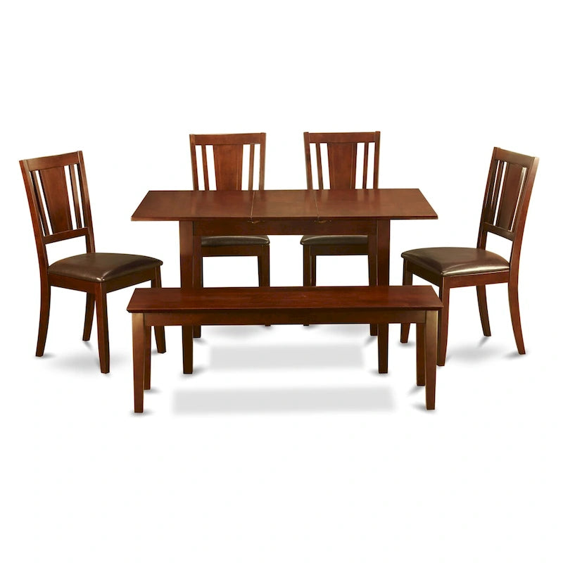 Ensemble de salle à manger East West Furniture comprenant une table à manger rectangulaire et des chaises de salle à manger avec un banc (options de type d'assise de chaise)