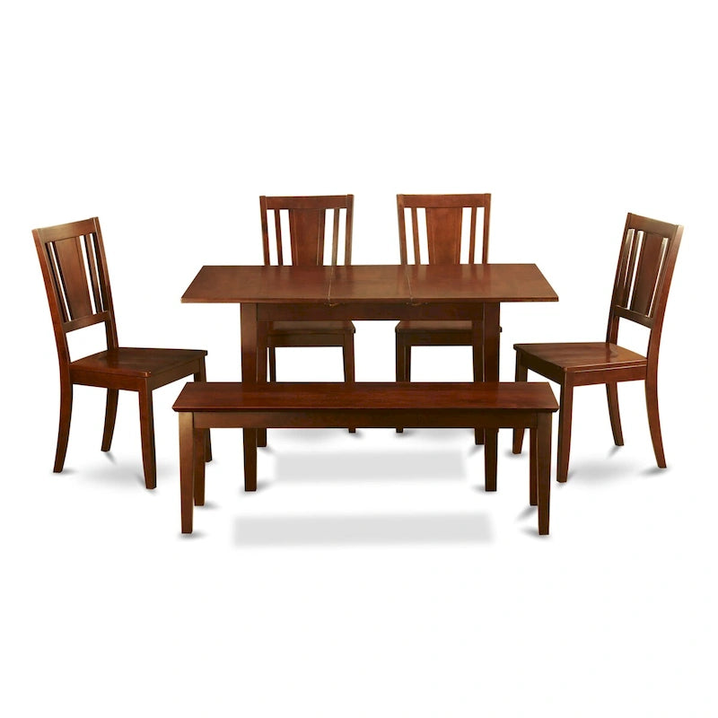 Ensemble de salle à manger East West Furniture comprenant une table à manger rectangulaire et des chaises de salle à manger avec un banc (options de type d'assise de chaise)