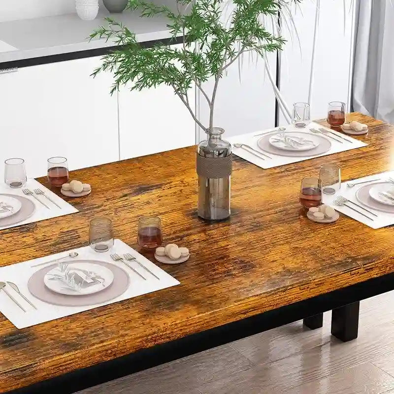 Ensemble de salle à manger industriel 3 pièces, ensemble de table de cuisine rétro en bois avec 2 bancs pour la maison, la cuisine, la salle à manger, le restaurant