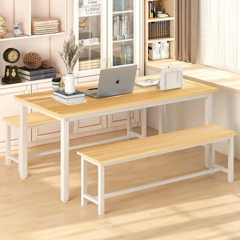 Ensemble de salle à manger industriel 3 pièces, ensemble de table de cuisine rétro en bois avec 2 bancs pour la maison, la cuisine, la salle à manger, le restaurant