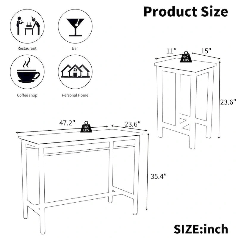 Ensemble de table de bar 5 pièces : table de cuisine moderne et quatre tabourets de bar