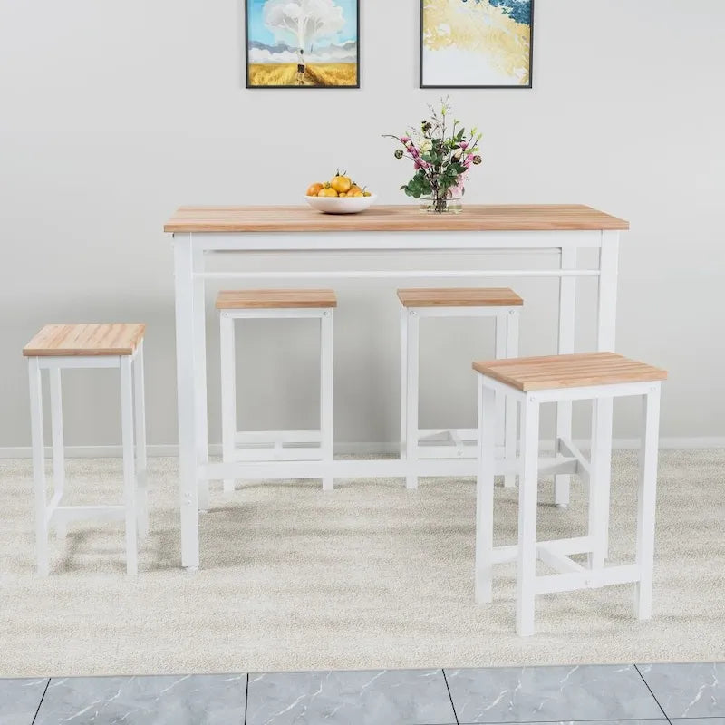 Ensemble de table de bar 5 pièces : table de cuisine moderne et quatre tabourets de bar