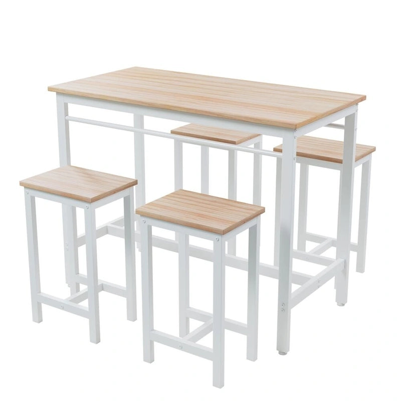 Ensemble de table de bar 5 pièces : table de cuisine moderne et quatre tabourets de bar