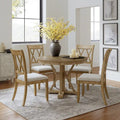 Ensemble de salle à manger rond 5 pièces Nuria Farmhouse avec 4 chaises et table ronde par HULALA HOME