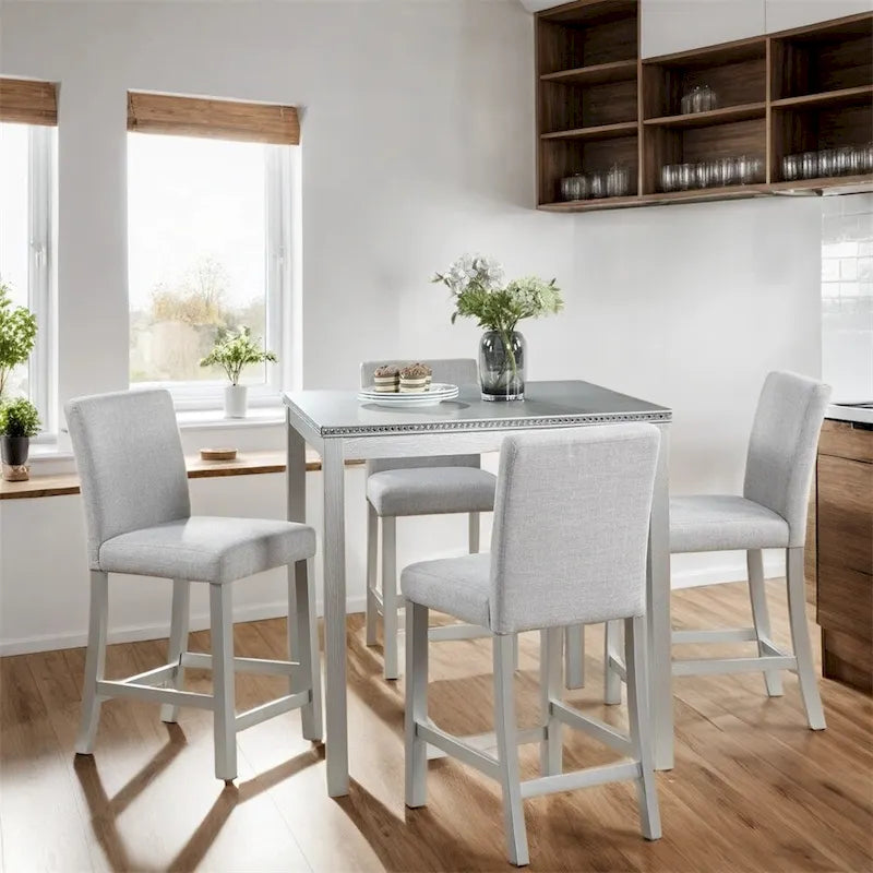 Ensemble table de salle à manger et 4 chaises hautes en bois
