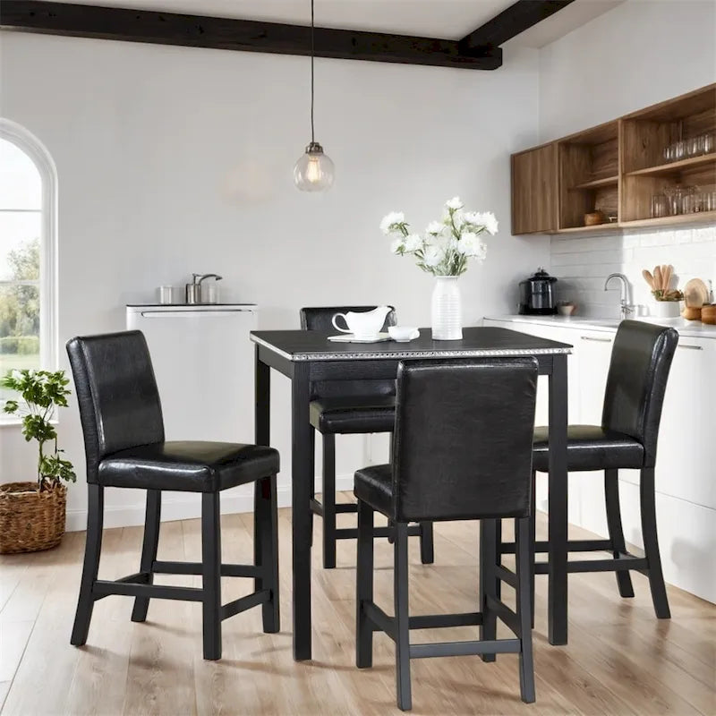 Ensemble table de salle à manger et 4 chaises hautes en bois