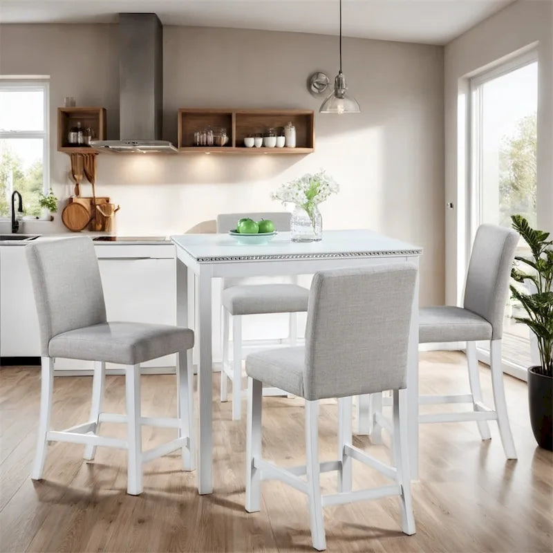 Ensemble table de salle à manger et 4 chaises hautes en bois