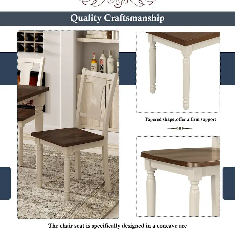 Ensemble de salle à manger classique 6 pièces Table en bois et 4 chaises avec banc pour cuisine et salle à manger