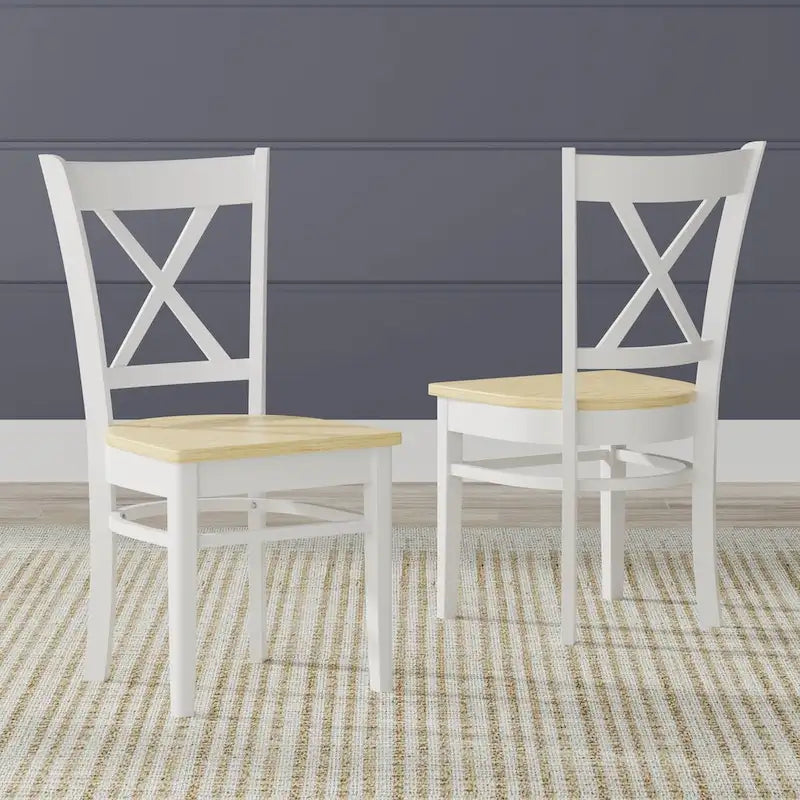 Ensemble de salle à manger 3 pièces, table ronde à abattants de 42 po et chaises à dossier croisé