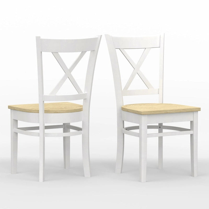 Ensemble de salle à manger 3 pièces, table ronde à abattants de 42 po et chaises à dossier croisé