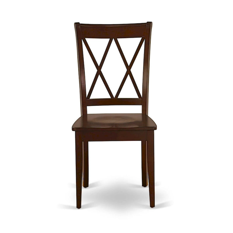 East West Furniture Ensemble de salle à manger 3 pièces - Table de cuisine ronde avec piédestal et 2 chaises de salle à manger, Acajou (Options d'assise)