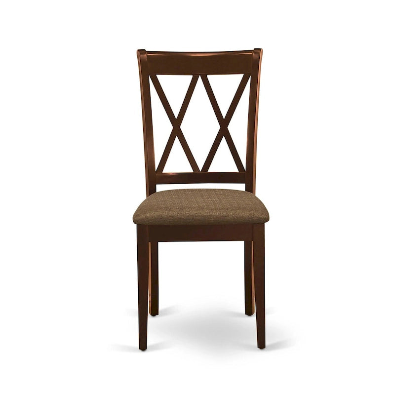 East West Furniture Ensemble de salle à manger 3 pièces - Table de cuisine ronde avec piédestal et 2 chaises de salle à manger, Acajou (Options d'assise)