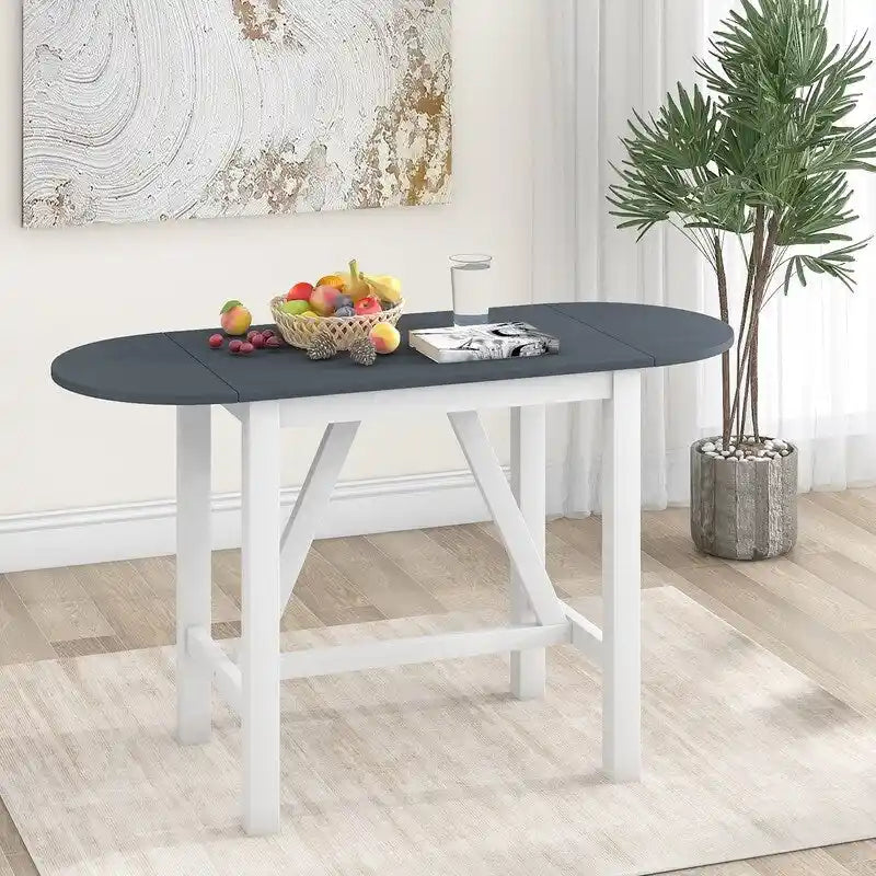 Ensemble de salle à manger 3 pièces en bois, hauteur comptoir, avec plateau rabattable et 2 chaises rembourrées pour petits espaces